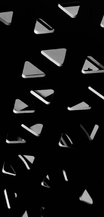 Abstract black triangles create a modern geometric pattern on this mobile wallpaper.