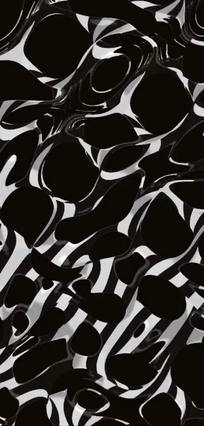 Abstract black and white liquid design wallpaper.