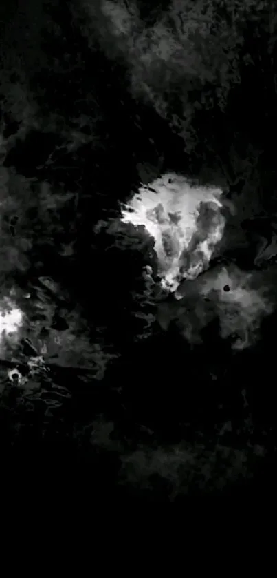 Black and white abstract smoke art wallpaper for mobile phone.