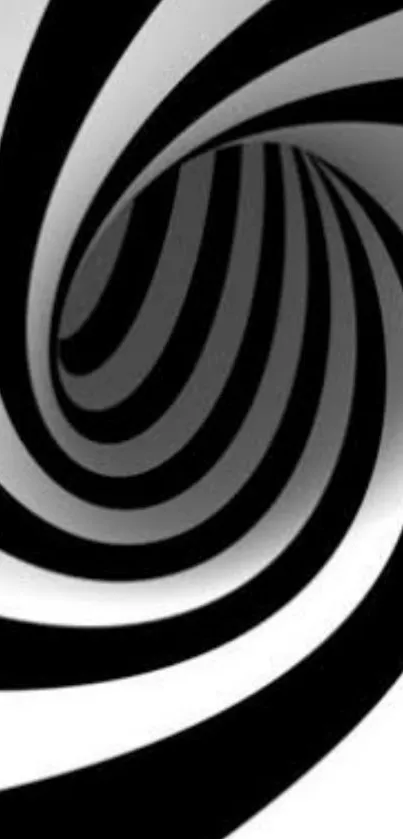 Black and white spiral pattern on wallpaper.