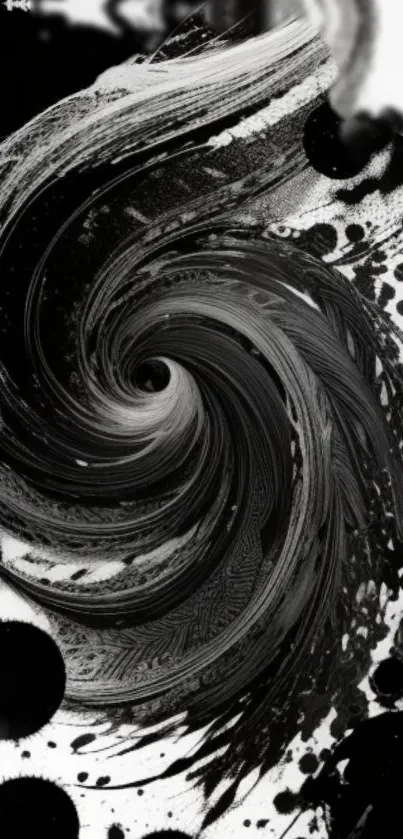 Abstract black swirl art wallpaper with dynamic and elegant design.