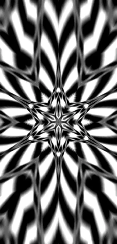 Hypnotic black and white abstract geometric pattern wallpaper.