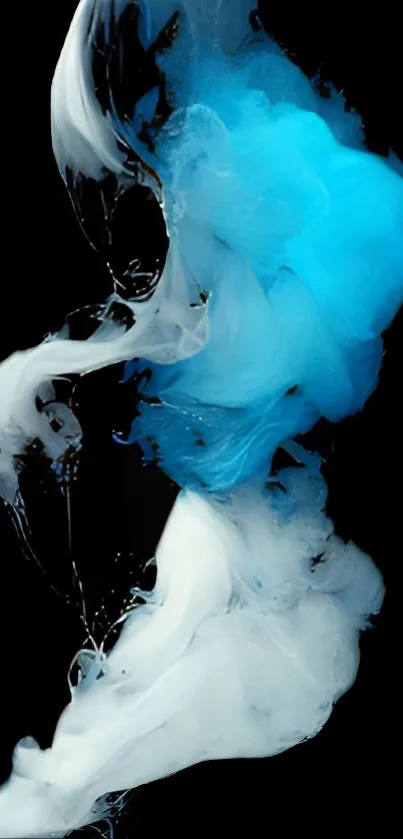 Abstract blue and white smoke wallpaper with a modern design.