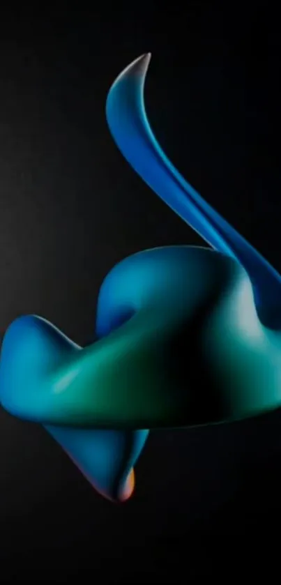 Abstract blue 3D sculpture on dark background wallpaper.