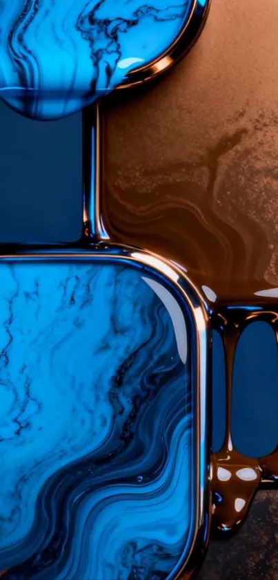 Abstract blue and brown mobile wallpaper design.