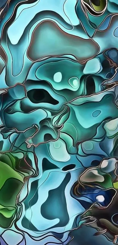 Abstract blue and green mobile phone wallpaper art.