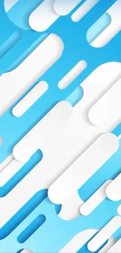 Abstract blue and white geometric design wallpaper.