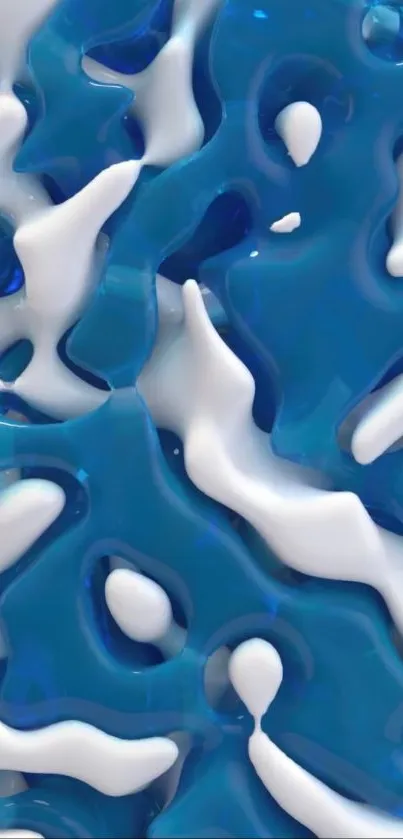 Abstract blue and white shapes in artistic pattern.