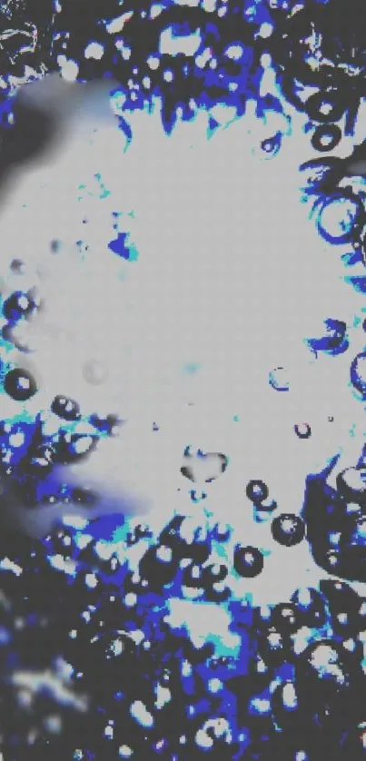 Abstract wallpaper with blue bubbles and bursts of color.