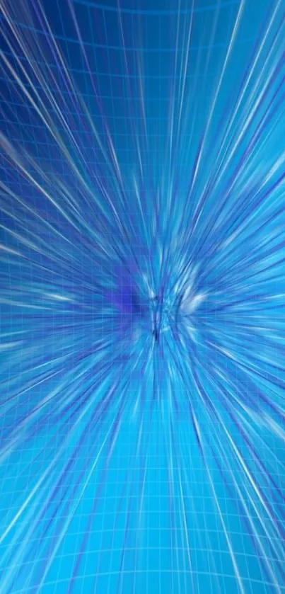 Abstract blue burst wallpaper with grid and dynamic lines.