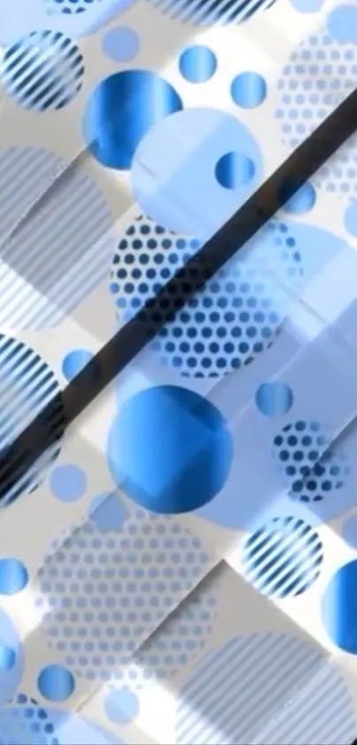 Abstract blue circular pattern wallpaper.