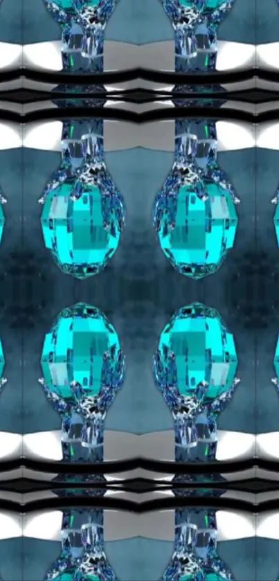 Abstract blue crystal pattern wallpaper with vibrant cyan tones.