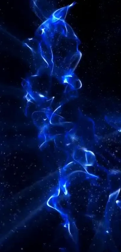 Abstract blue energy wave on a starry background.