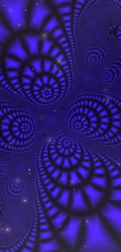 Abstract blue fractal wallpaper with intricate patterns and deep color.