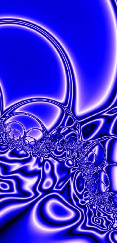 Blue abstract fractal art wallpaper with dynamic patterns.