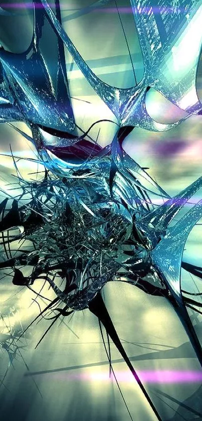 Abstract blue fractal wallpaper with dynamic futuristic design.