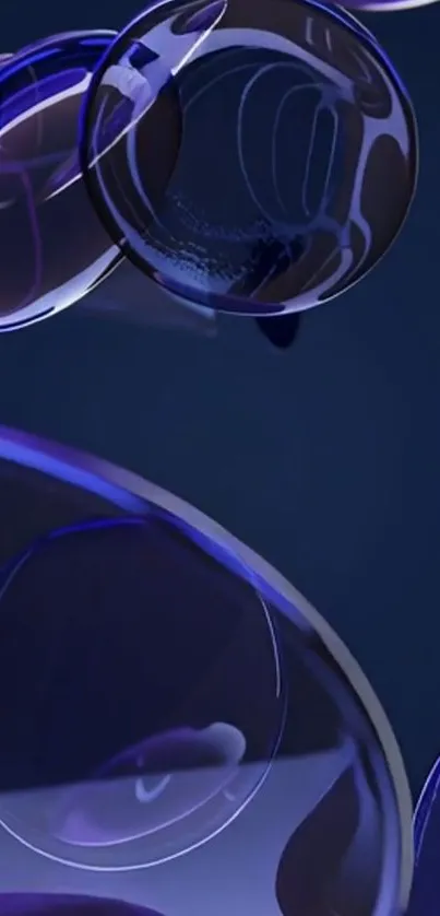 Abstract blue glass spheres in artistic design.