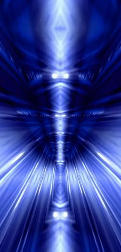 Abstract blue light tunnel wallpaper for mobile with futuristic vibe.