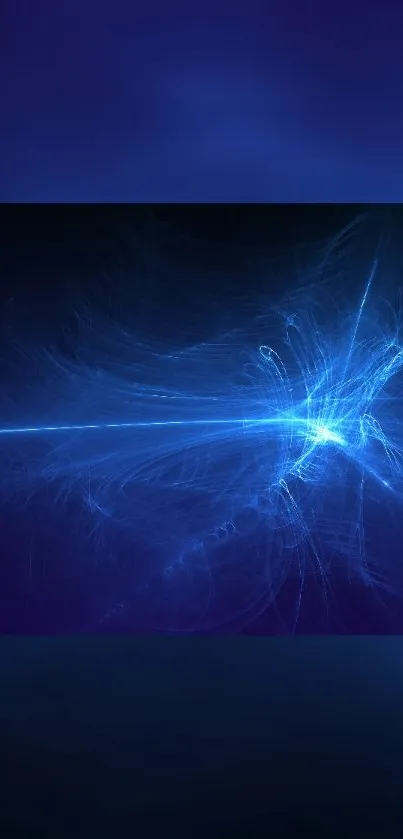 Abstract blue light waves on a dark background mobile wallpaper.