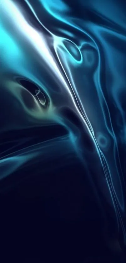 Abstract blue liquid wallpaper with fluid shapes and light reflections.