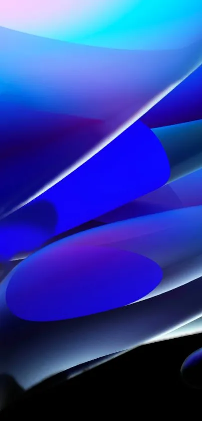 Abstract blue mobile wallpaper with vibrant flowing shapes.