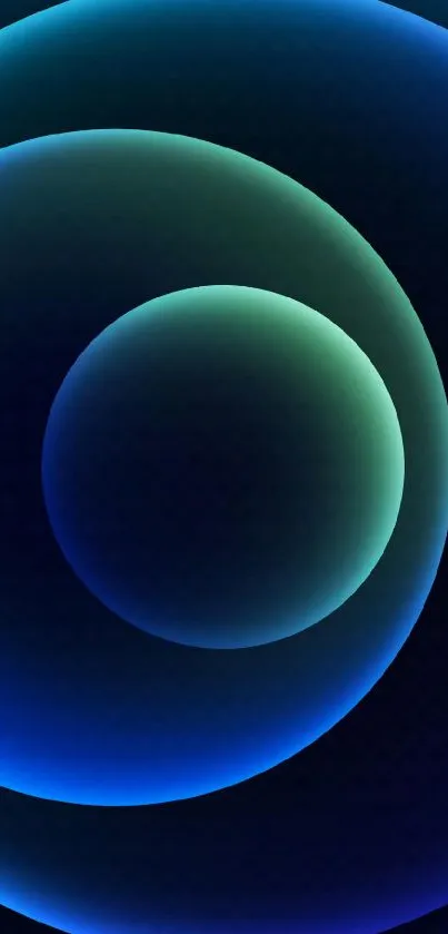 Abstract blue and green gradient circles mobile wallpaper.