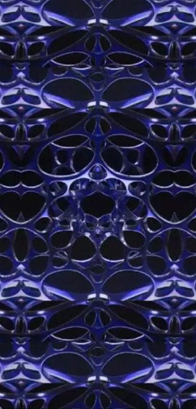 Intricate abstract blue pattern wallpaper.