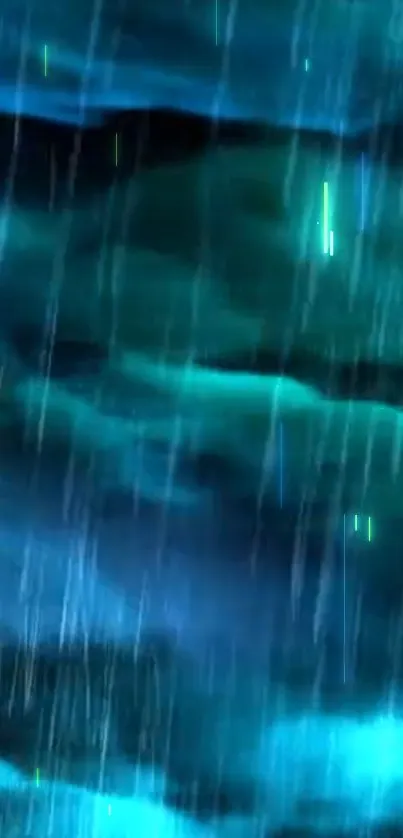 Abstract blue and teal rain wallpaper with flowing lines and vibrant hues.