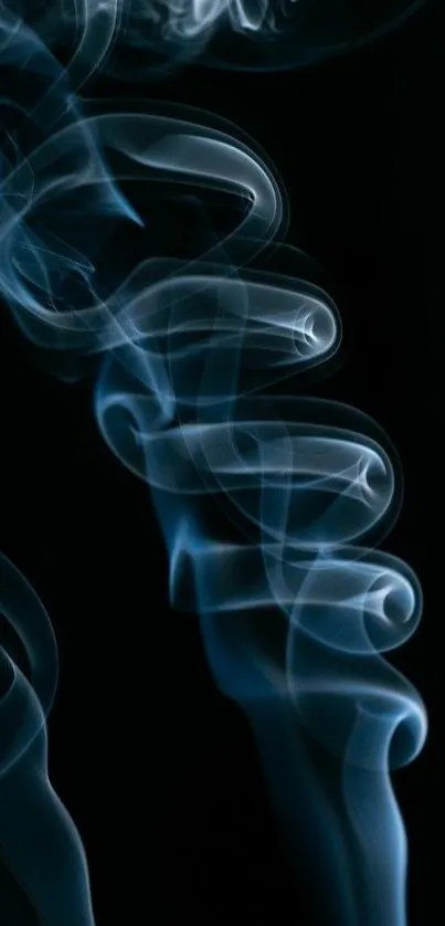 Abstract blue smoke on a black background, creating a mysterious design.