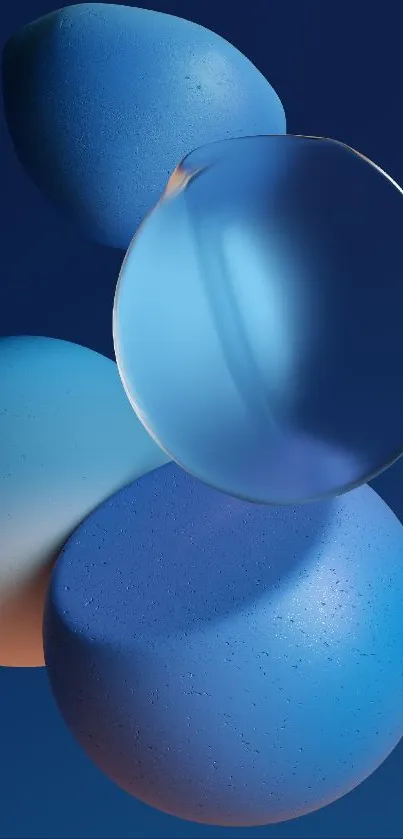 Abstract blue spheres on a navy background wallpaper.