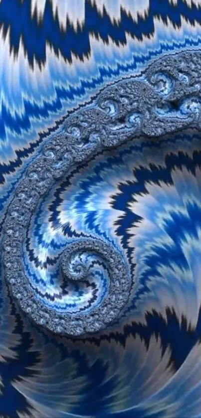 Abstract blue spiral design with intricate details.