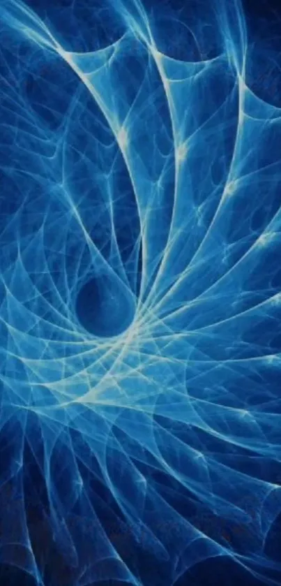 Blue fractal spiral design mobile wallpaper.