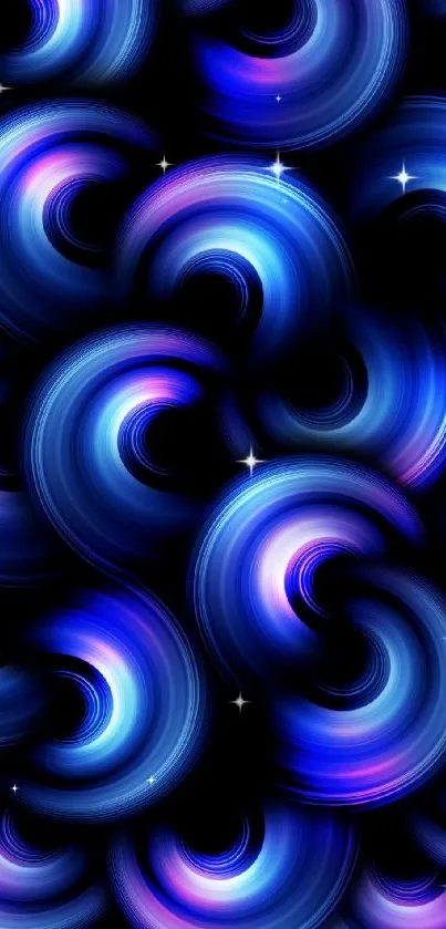 Abstract blue swirl pattern wallpaper with vibrant hues.