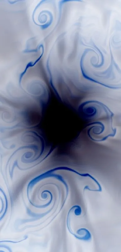 Abstract blue swirl design with fluid patterns on a digital wallpaper background.