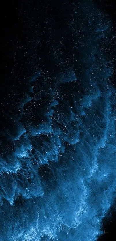 Abstract blue wave mobile wallpaper with dark dynamic patterns.