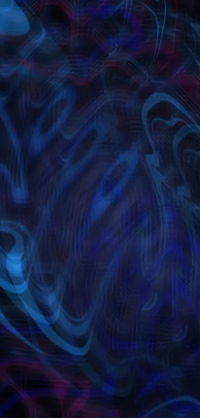 Abstract blue wave pattern wallpaper with dynamic swirls and deep colors.