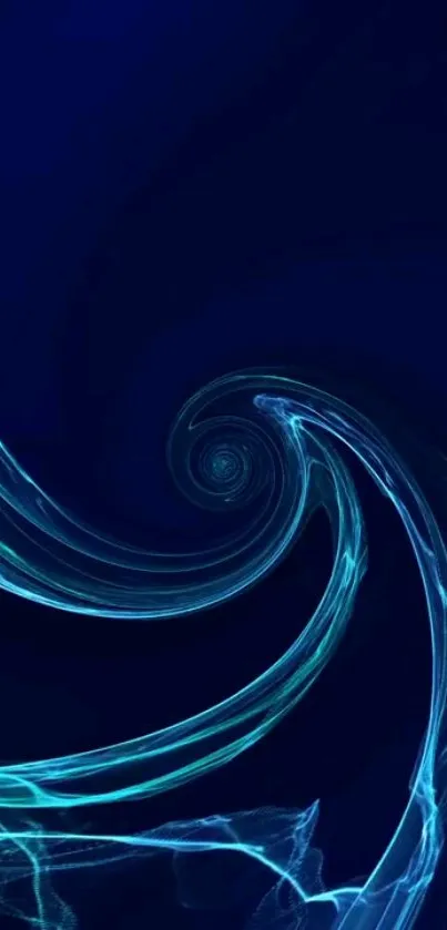 Abstract blue swirling wave wallpaper design for mobile phones.