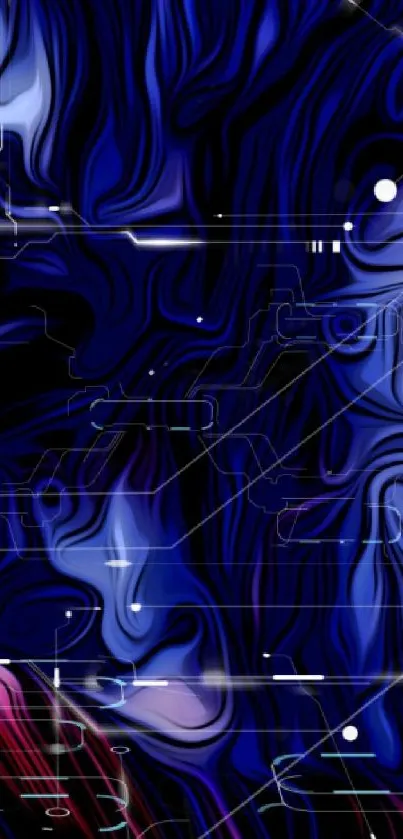 Abstract blue waves wallpaper for mobile.