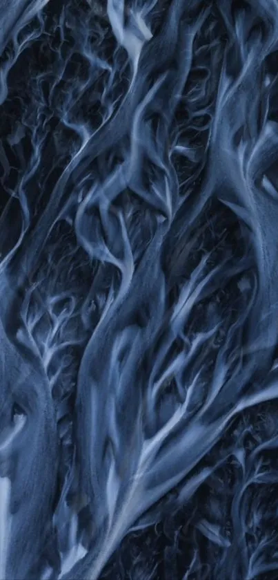 Abstract dark blue waves mobile wallpaper.