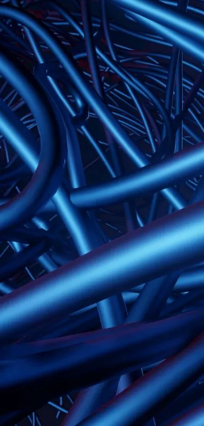 Abstract wallpaper with blue wires forming dynamic patterns.