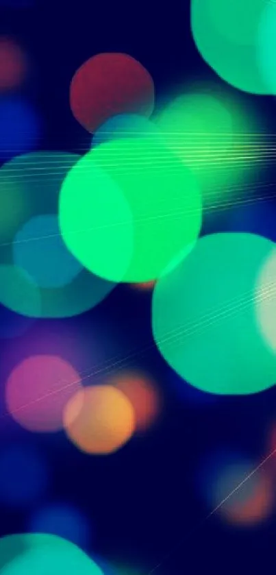 Vibrant abstract bokeh wallpaper with neon green circles.