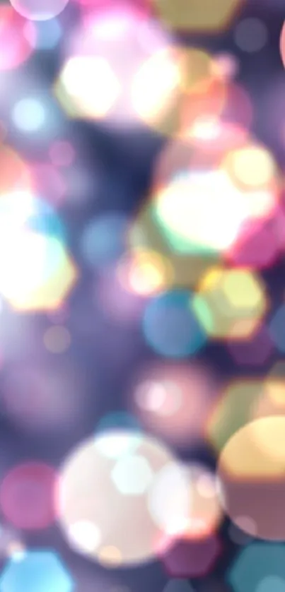 Abstract bokeh wallpaper with purple and orange lights.