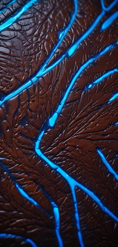 Abstract brown texture with blue veins design.