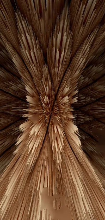 Abstract brown burst design with dynamic textures for mobile wallpaper.