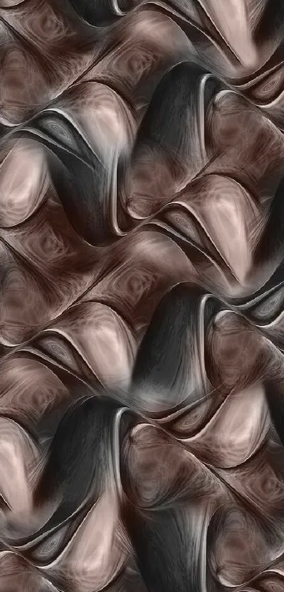 Abstract brown waves mobile wallpaper with elegant swirls and curves.