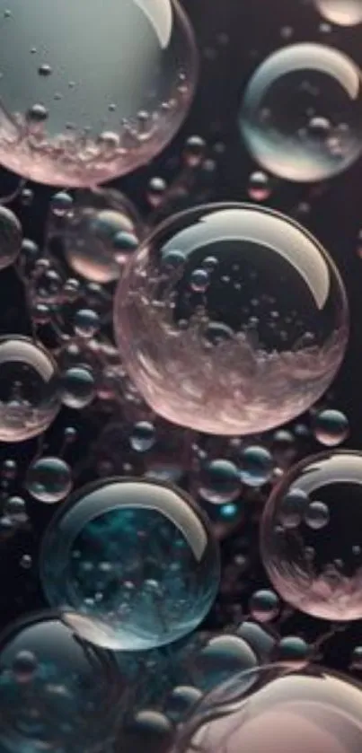 Dark aesthetic wallpaper with floating bubbles.