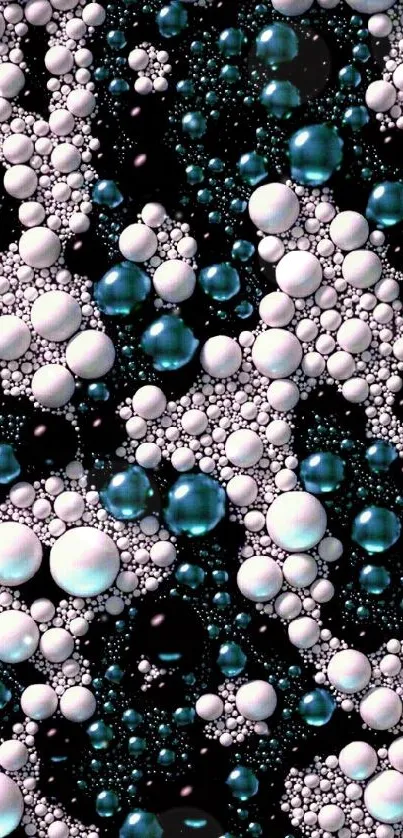 Abstract teal and white bubble pattern wallpaper for phones.