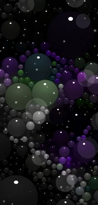 Abstract wallpaper with colorful bubbles on a black background.