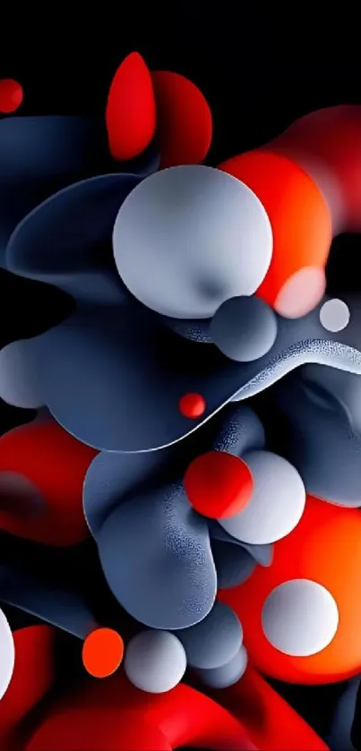 Colorful abstract mobile wallpaper with red and gray bubbles.
