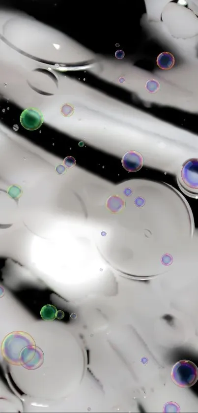 Abstract colorful bubbles on black background wallpaper.
